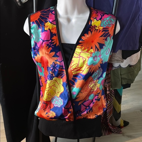 Ginger G Tops - Ginger G Vibrant Floral Vest - Multicolor